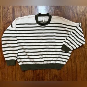 THE GREAT. Olive and White Knit Sweater